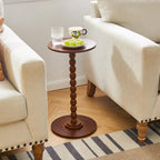 Aibiju Round Side Table, Solid Wood End Table, Small Drink Table Sofa End Table, Bedroom Small Corner Table, Sturdy Weight-Bearing Design Brown YD-RST001H