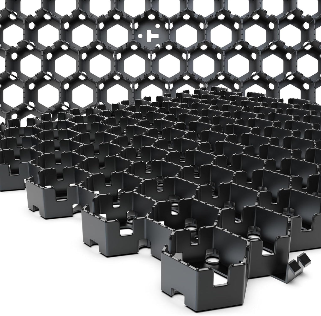 Vodaland Permeable HexPave System - Grass & Gravel Pavers - 100% Recycled PPE Plastic, Handles 27,000 lbs, 1" Depth, 65 s.f / 22 Units
