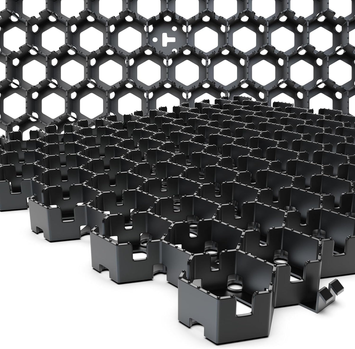 Vodaland Permeable HexPave System - Grass & Gravel Pavers - 100% Recycled PPE Plastic, Handles 27,000 lbs, 1" Depth, 65 s.f / 22 Units