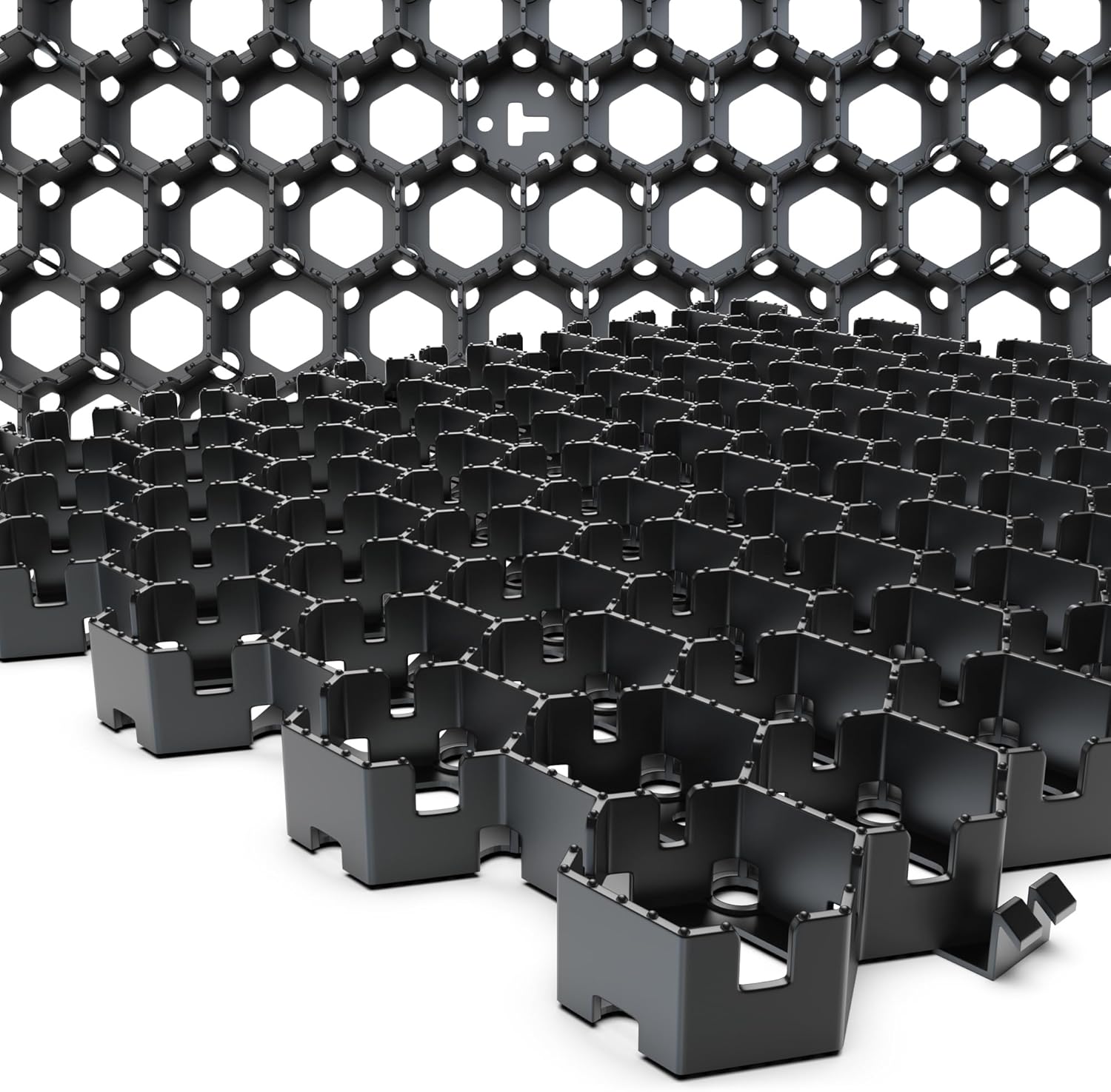 Standartpark Vodaland Permeable Pavers - HexPave Grass & Gravel Permeable Paver System - 100% Recycled PPE Plastic Pavers, Handles 27,000 lbs, 1" Depth, 1450 s.f / 488 Units