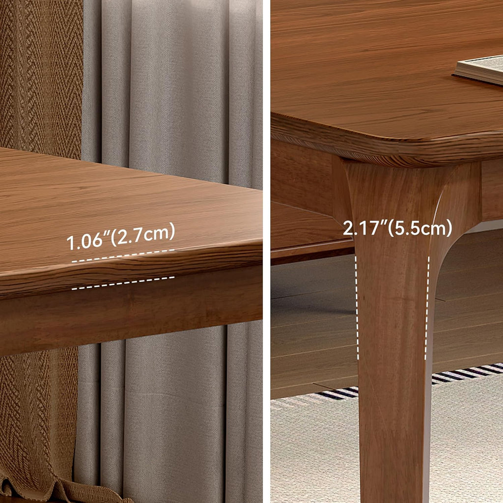 47'' Solid Wood Dining Table for 4 People, Modern Dining Table with Curved Transitions, Farmhouse Kitchen Table for Dining Room, Living Room, Kitchen (Walnut, Table only, Rubberwood)