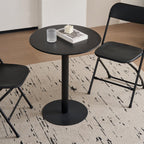 Round Dining Table 24" Circle Tulip Table with Metal Thickened Tabletop & Sturdy Metal Pedestal Mid Century Modern Leisure Bistro Kitchen Tables 2 People Small Places Living Room Cafe,Black