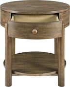Solid Wood 24" Round End Table with Drawer, 2-Tier Small Sofa Side Table with Open Storage Oak Wood Accent Corner Table Modern Nightstand with Shelf for Living Room Bedroom Office, Brown, 24x25.16in