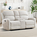 EBELLO Manual Living Room Furniture Reclining Couch Set, Soft Fabric Loveseat Recliner Sofa for Meeting Room, Overstuffed Backrest and Armrest (Loveseat)