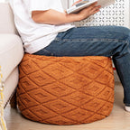 Fluffy Round Ottoman Pouf,Foot Stool Ottoman,Foot Rest,Burnt Orange,20x14In | All-in-One Foam Pouf,Ottoman Coffee Table,Couch Footrest,Footrest for Chair,Remov. Cover,Perfect for Living Room,Bedroom Dorm