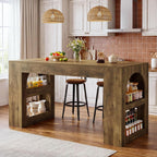 Tribesigns 63-Inch Kitchen Island with Storage, Farmhouse Stationary Island Table with Large Countertop, Counter Height Coffee Bar Unit for Kitchen, Living Room, Basement