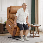 MCombo Power Lift Recliner Chair for Elderly with Power Headrest 7917 | Heat and Massage, Solid Wood Armrest, FSC Certified, USB&Type C Charging Port, Side Pockets, Faux Leather