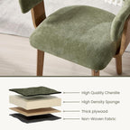 ROCITY Green Dining Chairs Set of 6 Upholstered Dining Room Chairs, Mid Century Modern Kitchen Chairs with Curved Backrest and Wooden Legs for Dining,Living Room