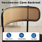 Rattan Dining Chairs Set of 4, Mid-Century Modern Chair with Boucle, Kitchen Dining Room Chairs for Living Room with Metal Legs, Round Upholstered Sherpa