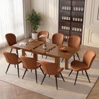 Miereirl 9-Piece Farmhouse Extendable Dining Table Set with 8 Chairs, Adjustable Length Rectangular Dining Room Furniture, Space-Saving Expandable Kitchen Dining Set (Walnut Table+8 Brown Chairs)