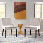 MALOL Upholstered Dining Chairs Set of 4, Mid-Back Kitchen Room Chair with Wood Legs, Corduroy Padded Dining Side Chairs for Dining Room, Beige