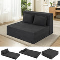 Fvkind Folding Futon Couch, Convertible Sleeper, Standard Size, Dark Grey | Ribbed Corduroy Fabric - Foldable Guest Bed - Bedroom & Living Room - Adults & Visitors - Easy Fold Storage