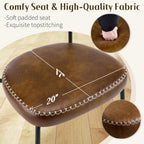 Rattan Dining Chairs Set of 2, Upholstered Dining Chairs with Handwoven Cane Back, Mid Century Modern Kitchen & Dining Room Chairs with Thick Cushion and Metal Frame, 300 lbs Capacity, Brown