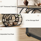Tribesigns 47" Industrial Entryway Table with Staggered 5-Tier Shelf | Narrow Console with Metal Frame, 5-Tier Sofa Table for Living Room Entryway, Hallway, Foyer, Gray