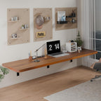 IAE Wall Mounted Folding Table with Pine Wood,60" x 16"Floating Wall Desk | Laundry Folding Table with Shelf Brackets,Fold Down Desk Shelf,Fold Workbench for Apartments,Home,Laundry Room,Kitchen,Teak