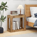 GOFLAME Narrow End Table, Farmhouse Wood Sofa Side Table 2-Tier with Storage Shelf, Arched Rustic Small Accent Tables, Rectangular Compact Night Stand for Living Room, Bedroom, Oak