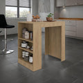 Kitchen Island with Dining Surface and Storage Shelves | Three side shelves for kitchen storage and meal prep convenience