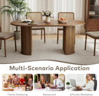 SoarFlash 70.8" Oval Dining Table for 4-6 Person Kitchen Table with Semi-Cylindrical Legs Base Modern Farmhouse Dinner Tables for Dining Living Receiption Room (Brown)