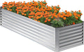 8x2x2FT Galvanized Raised Garden Bed,Planter Raised Beds-Metal Garden Box,Large Plant for Outdoor Planting, Vegetables Bed，Flower,herb-Silver