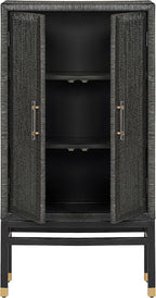 Tov Furniture Amara Charcoal Woven Rattan Wall Cabinet