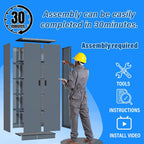 BESFUR Metal Storage Cabinet, 71" H Steel Locking Storage Cabinet with 2 Doors and 4 Shelves for Garage, Office, Classroom