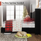 Jocisland Queen Size Bed Frame Velvet Upholstered Wingback Headboard, Black