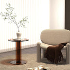 Round Acrylic Side Table, Modern Accent End Table, Minimalist Bedside Night Stand, Small Coffee Tables for Living Room Office Bedroom Indoor Home Decor, Brown