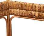 Bali & pari Adisa Natural Rattan Bench - Handcrafted Banquette with Woven Seagrass Seat and Open Back, Coastal Boho Accent Seating for Entryway, Dining or Living Room