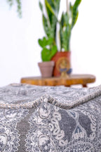 Mandala Life Art Pouf Ottoman - 20x20x20" - Foot Rest Stool - Gray Cube