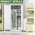 Greenvelly Metal Wardrobe Closet with Doors and Shelves,72" Armoire Wardrobe Closet for Hanging Clothes for Office, Bedroom, Laundry Room, School, Employee,Gym(White)