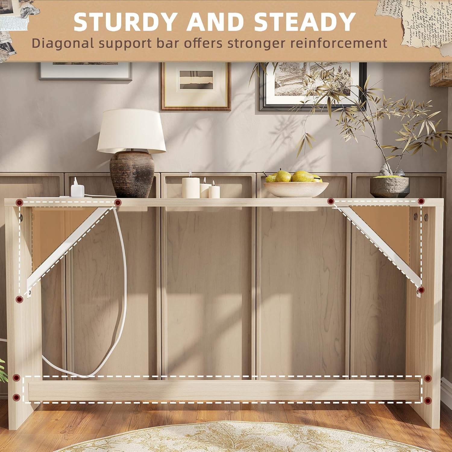 TIQLAB 9.1 Inch Narrow Console Table with Power Outlet,Sofa Table Set of 2，Total Length 94'' Sofa Table Behind Couch，for Entryway&Living Room, Light Walnut