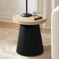 LuxenHome Side Table, 19'' Small Round Accent End Table, Light Wood Finish Top with Black Base Beside Table for Small Spaces, Modern Boho Nightstand for Living Room,Bedroom,Home Office
