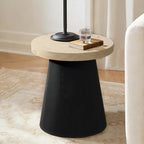 LuxenHome Side Table, 19'' Small Round Accent End Table, Light Wood Finish Top with Black Base Beside Table for Small Spaces, Modern Boho Nightstand for Living Room,Bedroom,Home Office