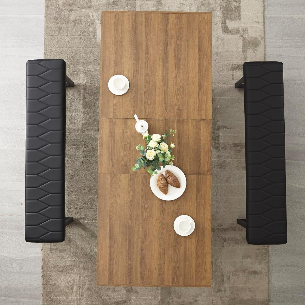 STHOUYN 63”-79” Extendable Dining Room Table, Modern Farmhouse Wooden Kitchen Table, Long Expandable Dining Table for 6 8 10, Large Expanding Tables Conference Tables (Walnut Brown)