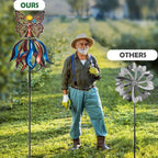 Kircust Solar Wind Spinner, Extra-Large Tulip Garden Windmill Spinners with LED Lighting Solar Powered Glass Ball, Kinetic Metal Sculpture for Outdoor Yard Lawn Patio Decorations