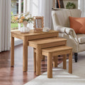 Joaxswe Farmhouse Nesting Tables Set of 3, Brown | Nesting Side Tables with Rounded Corners & 4 Thickened Table Legs & Foldable