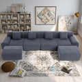 L-Shaped Modular Sectional Sofa, Sectional Couch, Oversized 3-Seater Cloud Couch with Deep Seat and Movable Ottoman for Living Room, Apartment (Gray, 3 Seater with 2 Ottoman)