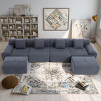 L-Shaped Modular Sectional Sofa, Sectional Couch, Oversized 3-Seater Cloud Couch with Deep Seat and Movable Ottoman for Living Room, Apartment (Gray, 3 Seater with 2 Ottoman)
