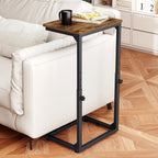 7-Level Adjustable C-Shaped End Table, Small Side Table for Couch, Sofa TV Tray Table for Living Room, Bedroom, Bedside ET-SA-BRW1
