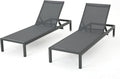 Christopher Knight Home Cape Coral Outdoor Aluminum Chaise Lounges with Mesh Seat, 2-Pcs Set, Grey / Dark Grey