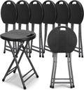 Novabright 6 Pack Portable Folding Stool with Handle, Sturdy Round Collapsible Chair, 18.9 Inch Thickened Steel Frame, Indoor and Outdoor Seating for Adults, Black
