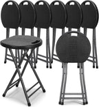 Novabright 6 Pack Portable Folding Stool with Handle, Sturdy Round Collapsible Chair, 18.9 Inch Thickened Steel Frame, Indoor and Outdoor Seating for Adults, Black