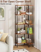 HIGDBFE 5-Tier L-Shaped Corner Bookshelf, 60" Tall Modern Corner Shelf
