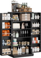 Shintenchi 47'' Kitchen Pantry Cabinet, 5-Layer Storage Cupboard, Black | Adjustable Shelves, for Organizing and Storing Food Items, Versatile Buffet Sideboard, for Kitchen, Bathroom and Laundry