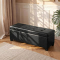 Asense Storage Ottoman Bench,42 inch Wide Upholstered Faux Leather Rectangular Ottoman with Legs,Safety Hinge Storage Bench for Living Room,Bedroom,Entryway