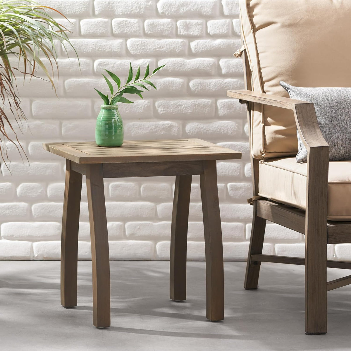 Selma Accent Table: Modern Acacia Wood Side Table - Compact 19x19 Inch End Table for Small Space Living & Home Office Use