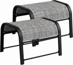 Outdoor Patio Ottoman Set of 2 with Metal Frame, Textilene Fabric Small Seating, All Weather Foot Stool Stackable Resistant for Outdoor Foot Rest for Furniture Patio Garden Pool(2, Black)