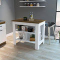 Kitchen Island with Three Concealed Shelves, Multicolor | Modern kitchen island with three concealed shelves and spacious surface