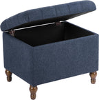 Spatial Order 24" Button Tufted Storage Ottoman - Blue Woven Fabric