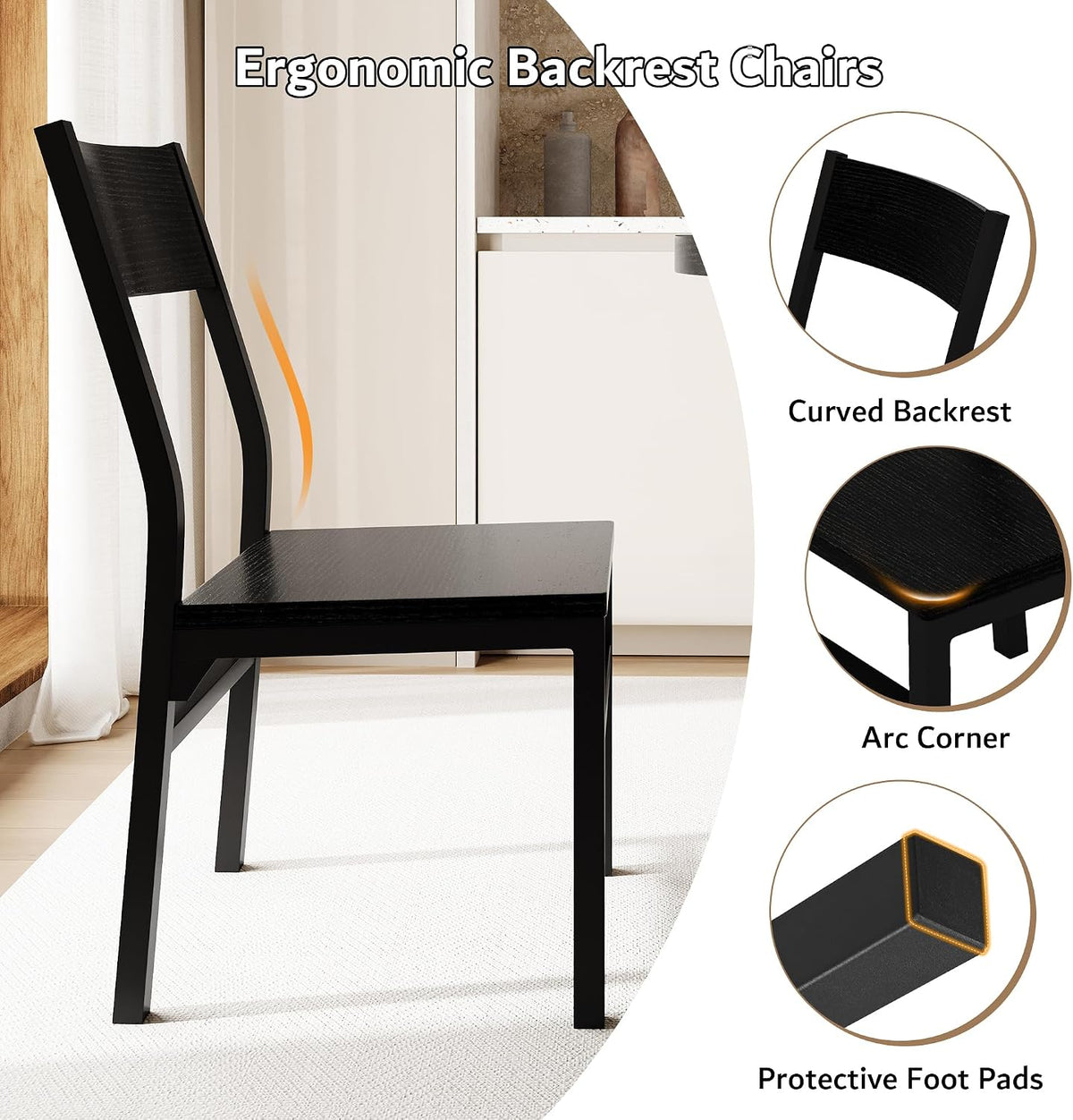iPormis 5-Piece Round Dining Table Set for 4-6, 59" Extendable Dining Room Table Set with 2 Ergonomic Chairs & 2 Benches, Oval Modern Dinette Table with Metal Frame & MDF Board, Space-Saving, Black